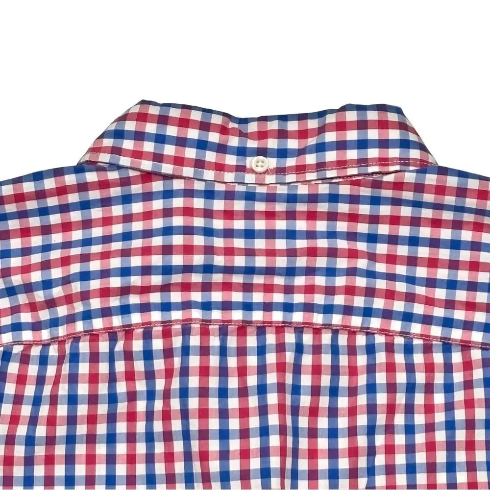 Gap Lived-In Button Down Shirt Mens Large Red Blue Gingham Plaid 100% Cotton - Picture 4 of 8